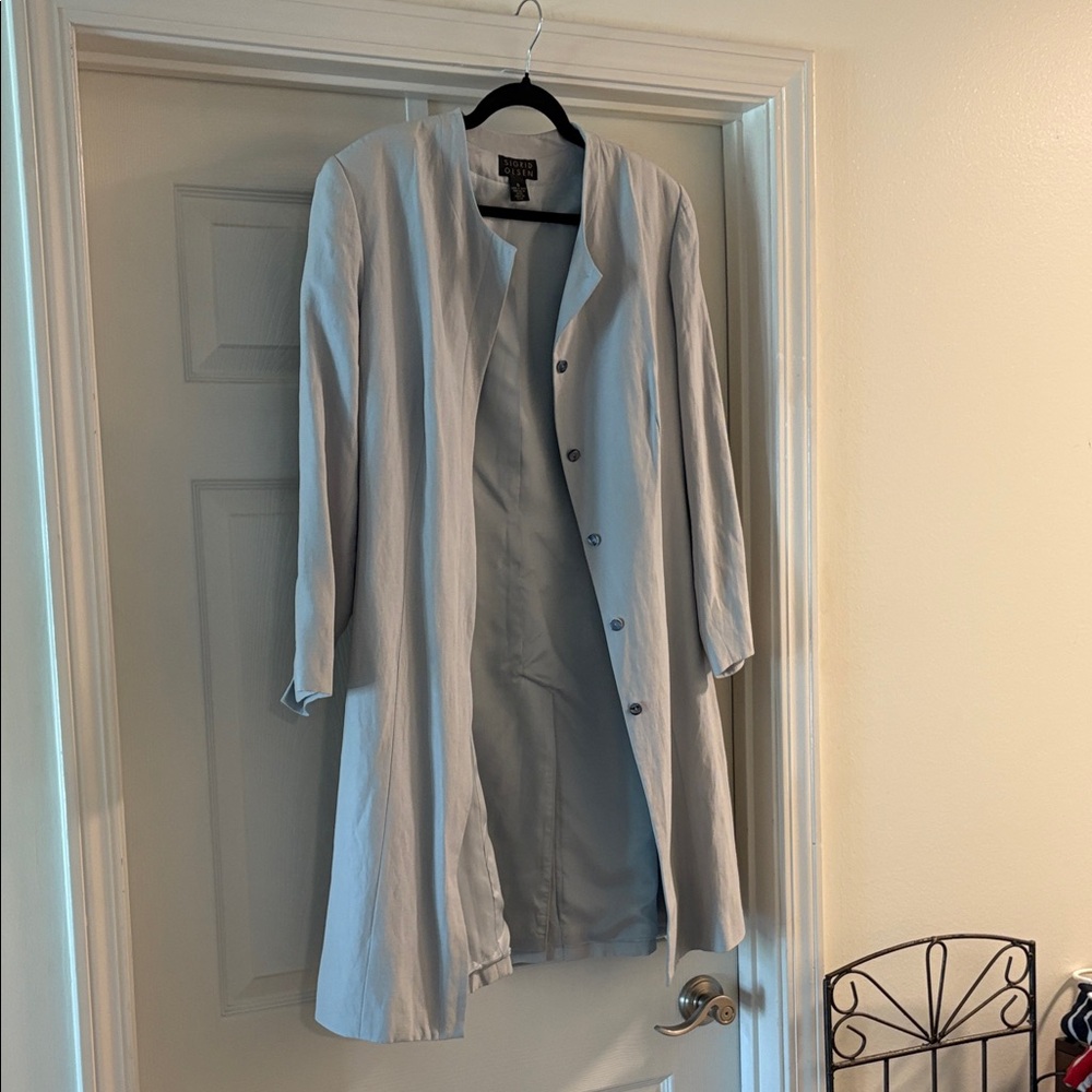 Sigrid Olsen Gray linen Long suit jacket - Picture 2 of 12
